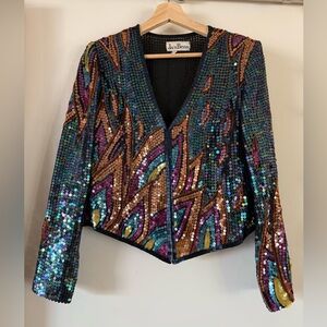 Vintage Jack Bryan 80’s Sequin Evening Cropped Jacket Size Medium